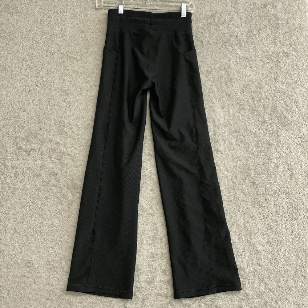 NWOT 32 Degrees Women's XS Black Wide Leg Ribbed Pants